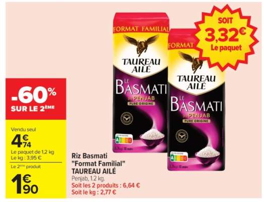 Riz Basmati "Format Familial" TAUREAU AILÉ