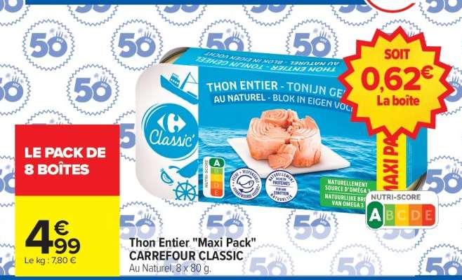Thon Entier "Maxi Pack" CARREFOUR CLASSIC