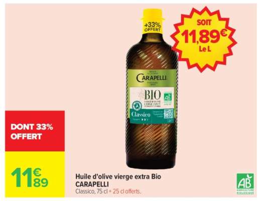 Huile D’olive Vierge Extra Bio Carapelli