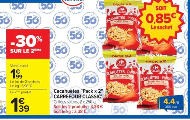 Cacahuètes «Pack x 2» CARREFOUR CLASSIC’