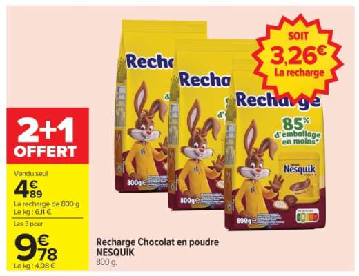 RECHARGE CHOCOLAT EN POUDRE “NESQUIK”