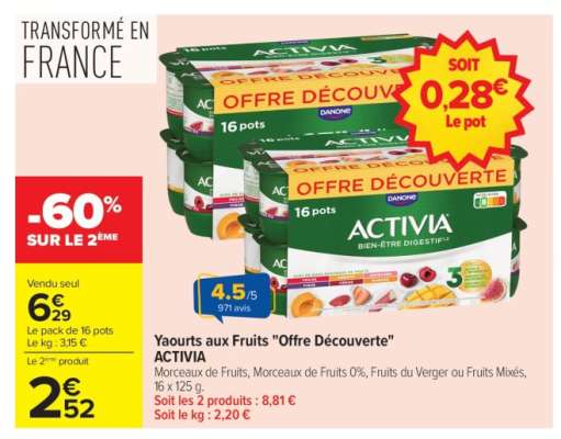 Yaourts aux fruits "Offre Découverte" ACTIVIA