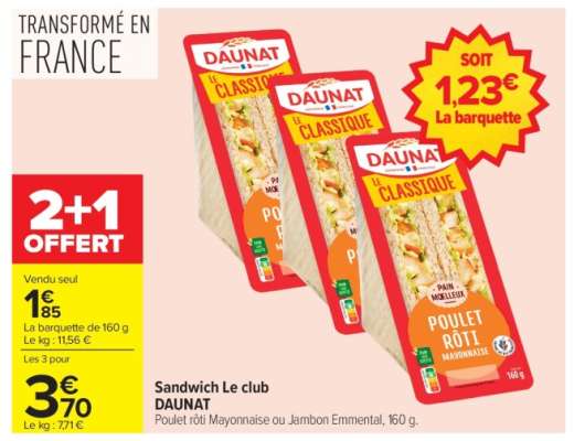 Sandwich Le club DAUNAT
