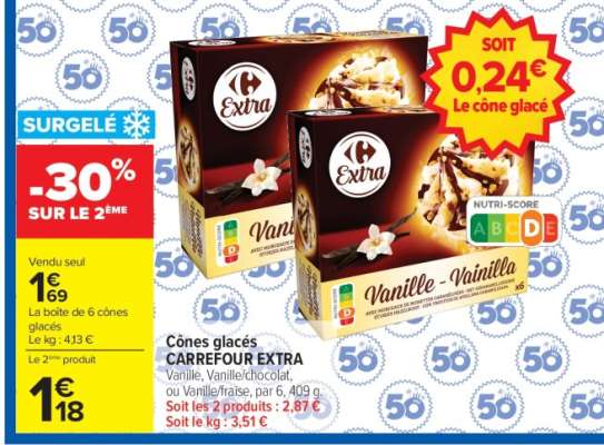 Cônes glacés CARREFOUR EXTRA