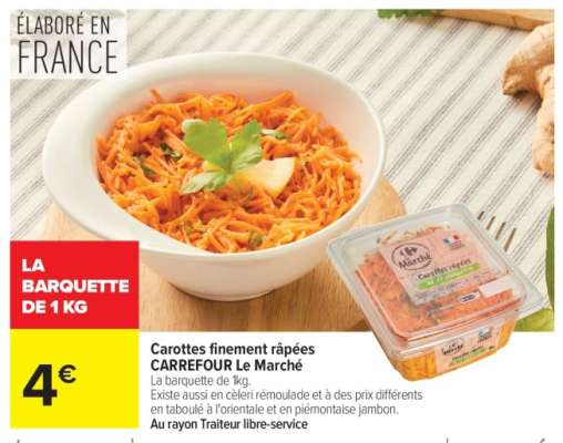 Carottes finement râpées CARREFOUR Le Marché