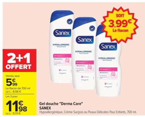 GEL DOUCHE DERMA CARE SANEX