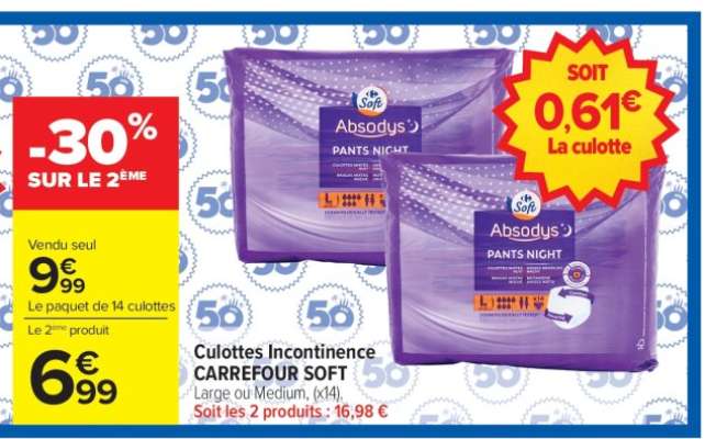 Culottes Incontinence CARREFOUR SOFT