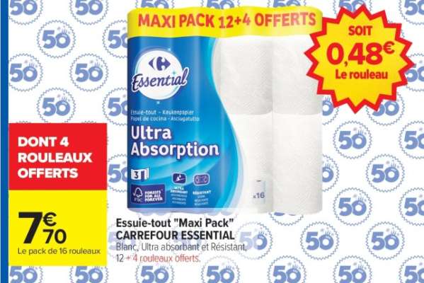 Essuie-tout 'Maxi Pack' CARREFOUR ESSENTIAL