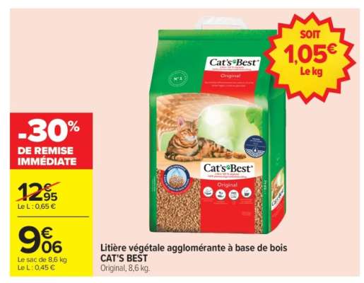 Litière Végétale Agglomérante À Base De Bois Cat's Best