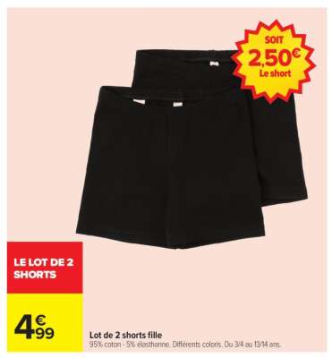 Lot de 2 shorts fille