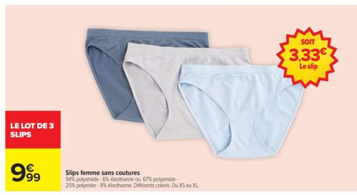 LE LOT DE 3 SLIPS