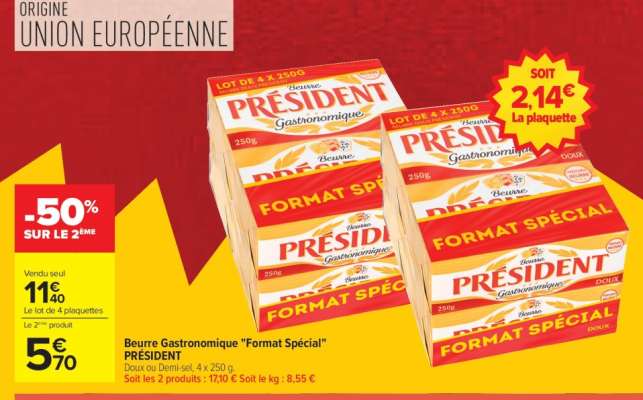 Beurre gastronomique "Format Spécial" PRÉSIDENT
