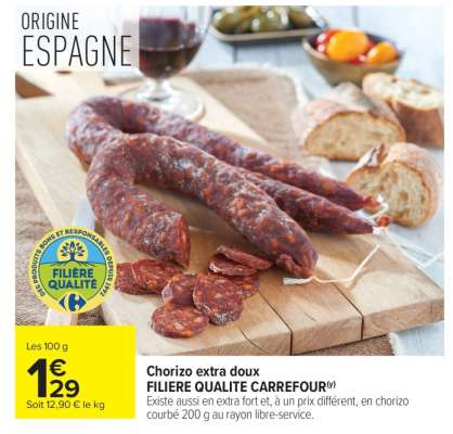 Chorizo extra doux FILIERE QUALITE CARREFOUR