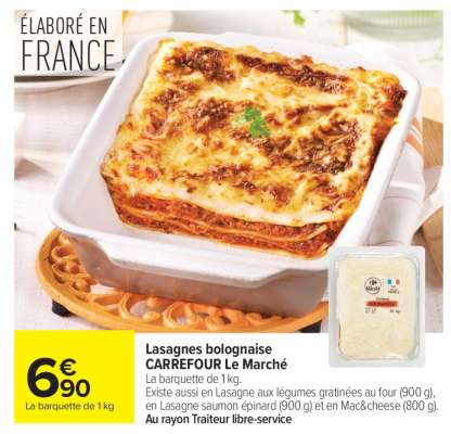 Lasagnes bolognaise CARREFOUR Le Marché