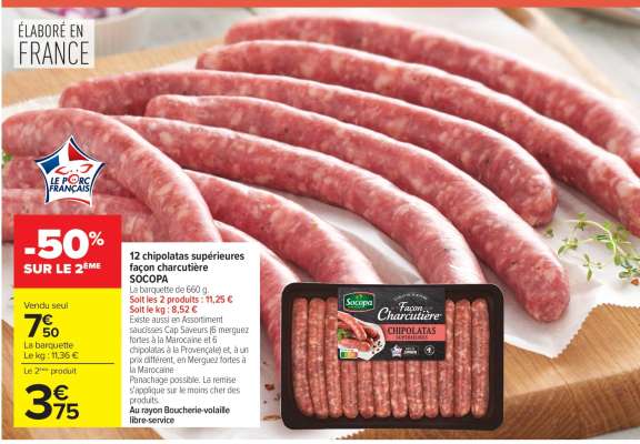 12 chipolatas supérieures façon charcutière SOCOPA