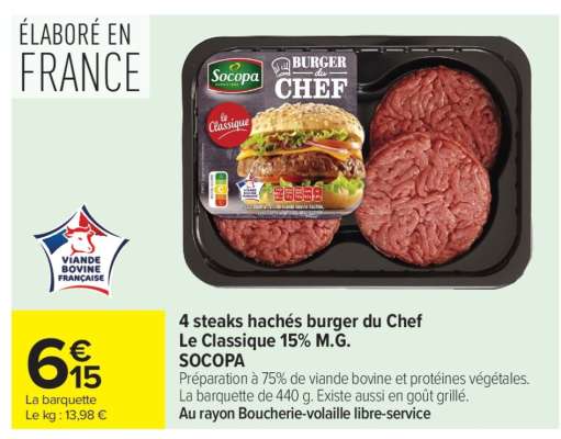 4 steaks hachés burger du Chef