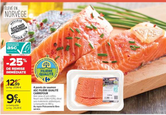 4 pavés de saumon ASC FILIÈRE QUALITÉ CARREFOUR