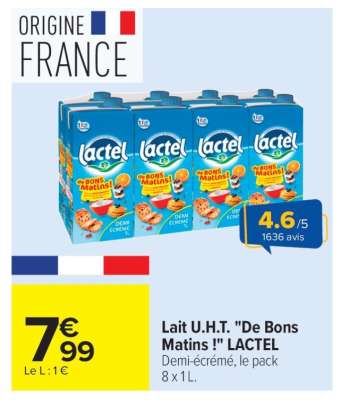 Lait U.H.T. "De Bons Matins !" LACTEL