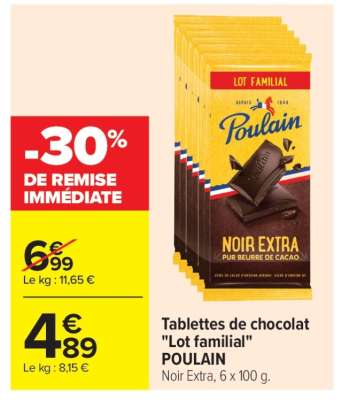 Tablettes de chocolat «Lot familial» POULAIN