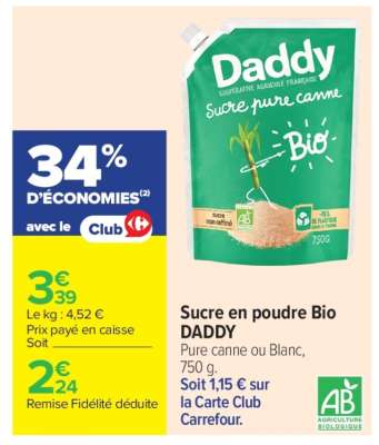 Sucre en poudre Bio Daddy
