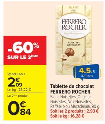 Tablette de chocolat FERRERO ROCHER