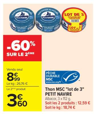 Thon MSC "lot de 3" PETIT NAVIRE