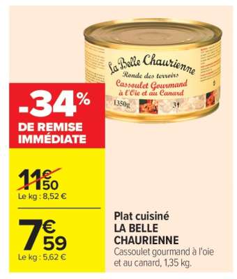 Plat Cuisiné 'La Belle Chaurienne'