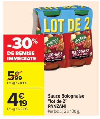 Sauce Bolognaise «Lot de 2» PANZANI