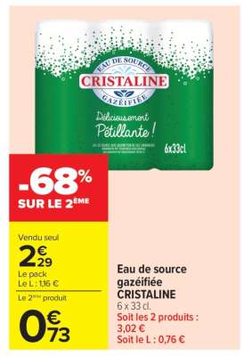 Eau de Source Gazéifiée 'Cristaline'