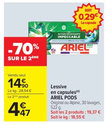 Lessive en capsules ARIEL PODS+