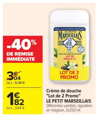 Crème de douche "Lot de 2 Promo"