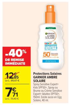 Protections Solaires GARNIER AMBRE SOLAIRE