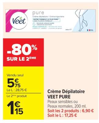 CREME DEPILATOIRE VEET PURE
