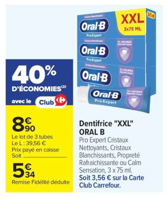 Dentifrice "XXL" ORAL B