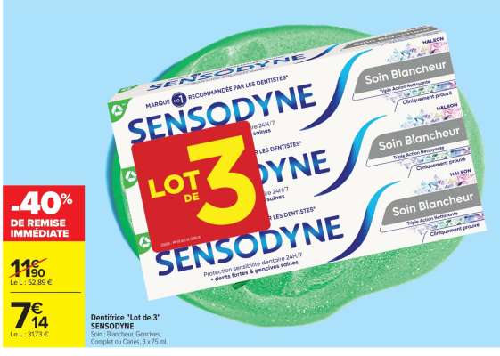 Dentifrice "Lot de 3" SENSODYNE