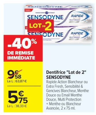 Dentifrice "Lot de 2" SENSODYNE
