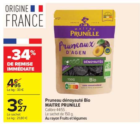 Pruneau dénoyauté Bio MAITRE PRUNILLE
