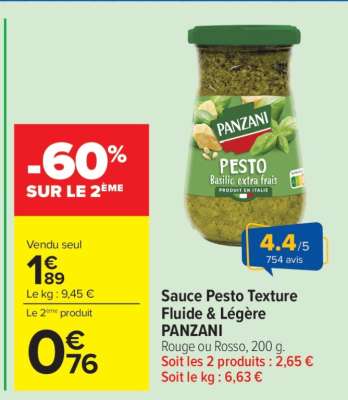 Sauce Pesto Texture Fluide & Légère PANZANI