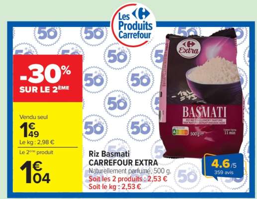 Riz Basmati CARREFOUR EXTRA