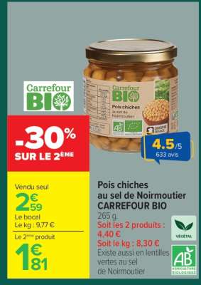 Pois chiches au sel de Noirmoutier CARREFOUR BIO
