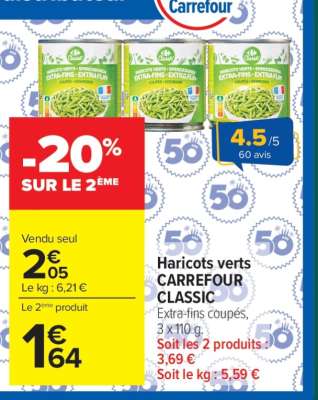 Haricots verts CARREFOUR CLASSIC'