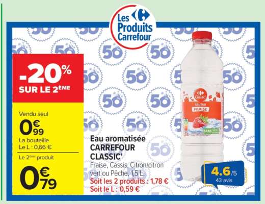 Eau aromatisée CARREFOUR CLASSIC'