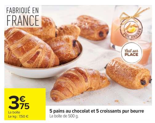 5 pains au chocolat et 5 croissants pur beurre