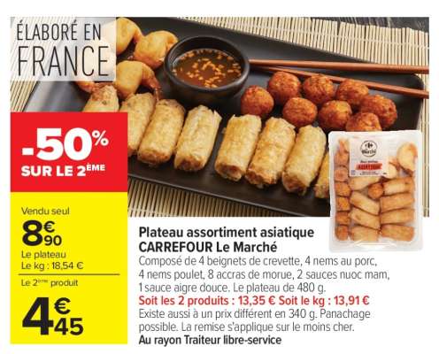 Plateau assortiment asiatique CARREFOUR Le Marché