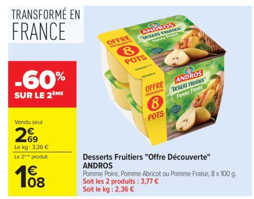 Desserts fruitiers "Offre Découverte" ANDROS