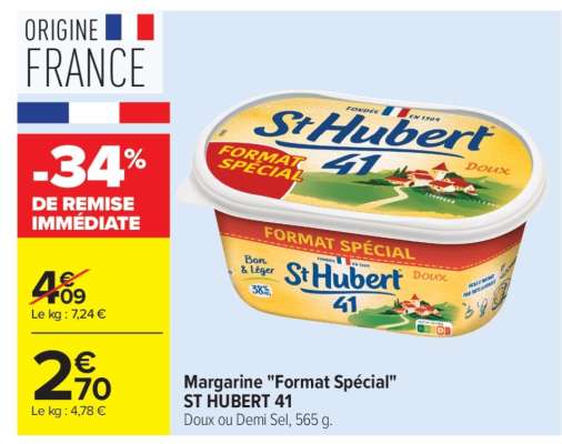 Margarine "Format Spécial" ST HUBERT 41