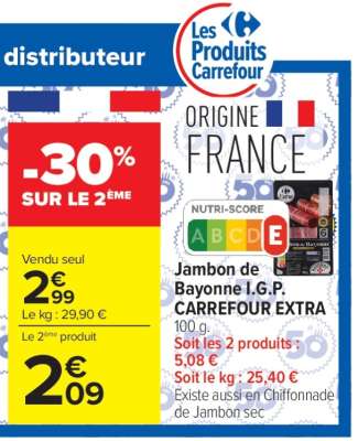 Jambon de Bayonne I.G.P. CARREFOUR EXTRA