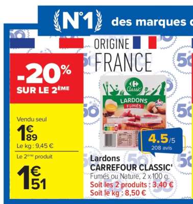 Lardons Carrefour Classic