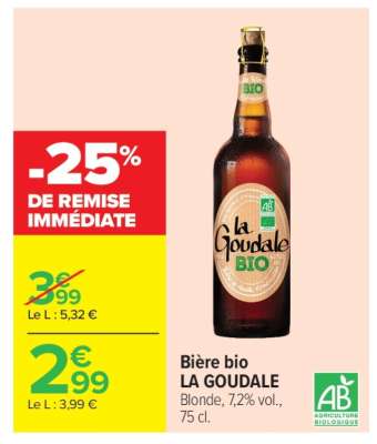 Bière bio LA GOUDALE
