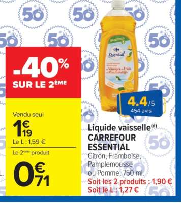 LIQUIDE VAISSELLE CARREFOUR ESSENTIAL